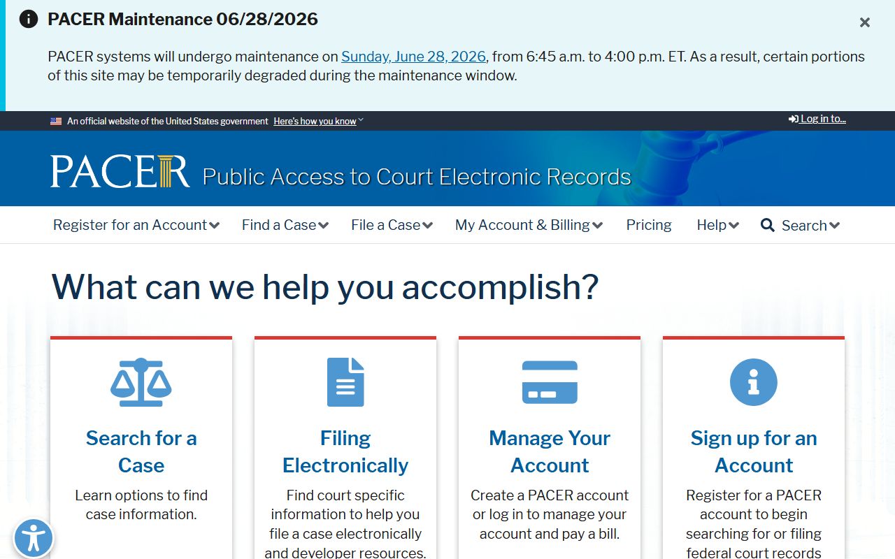 PACER federal court records access for Shiawassee County cases